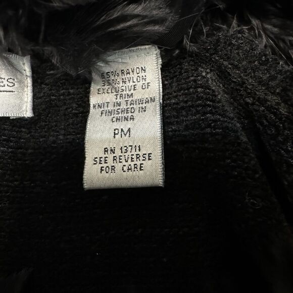 VINTAGE Y2K Feather‎ Embellished Sweater Women’s Petite M Black Dressy Witchy - Picture 6 of 6